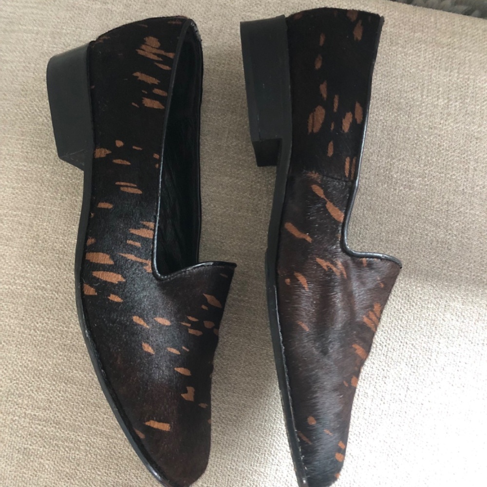 Black and Carmel Pony Hair Loafers